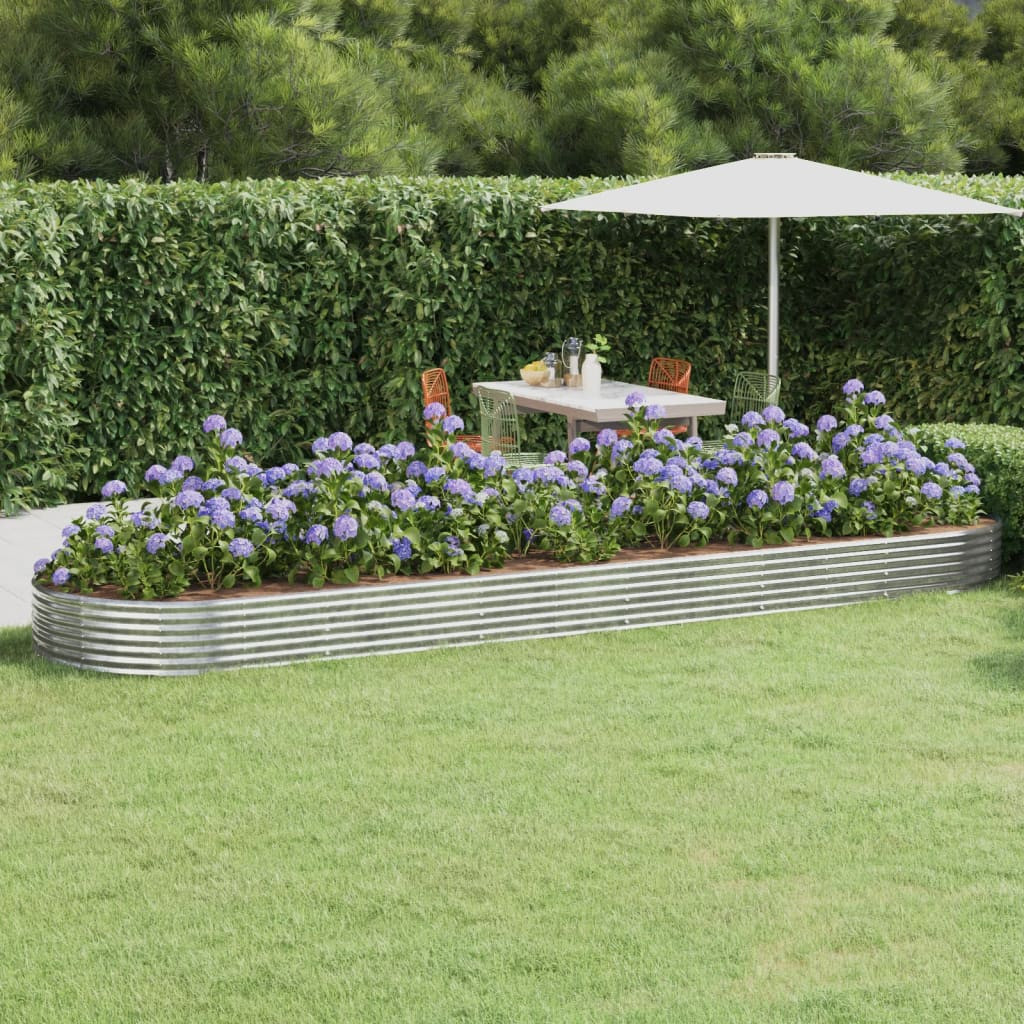 vidaXL Hochbeet Verzinkter Stahl 523x140x36 cm Silbern