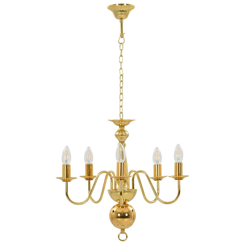 vidaXL Kronleuchter Golden 5 x E14-Glühbirnen