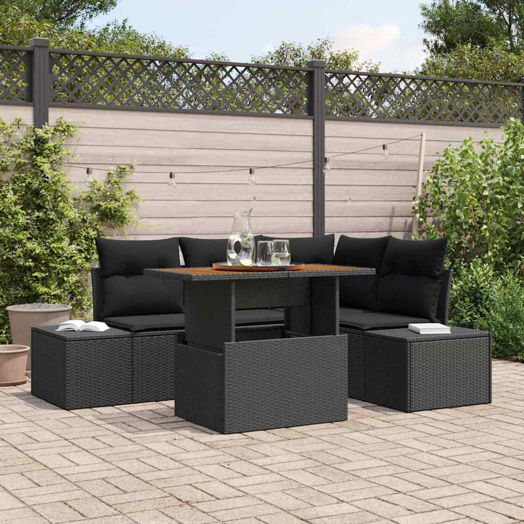 vidaXL Gartensofa-set 5 Stk. Schwarz und Braun