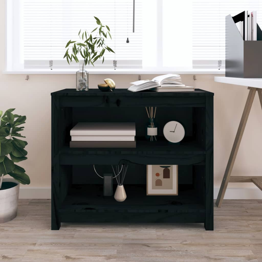 vidaXL Bücherregal Schwarz 80x35x68 cm Massivholz Kiefer