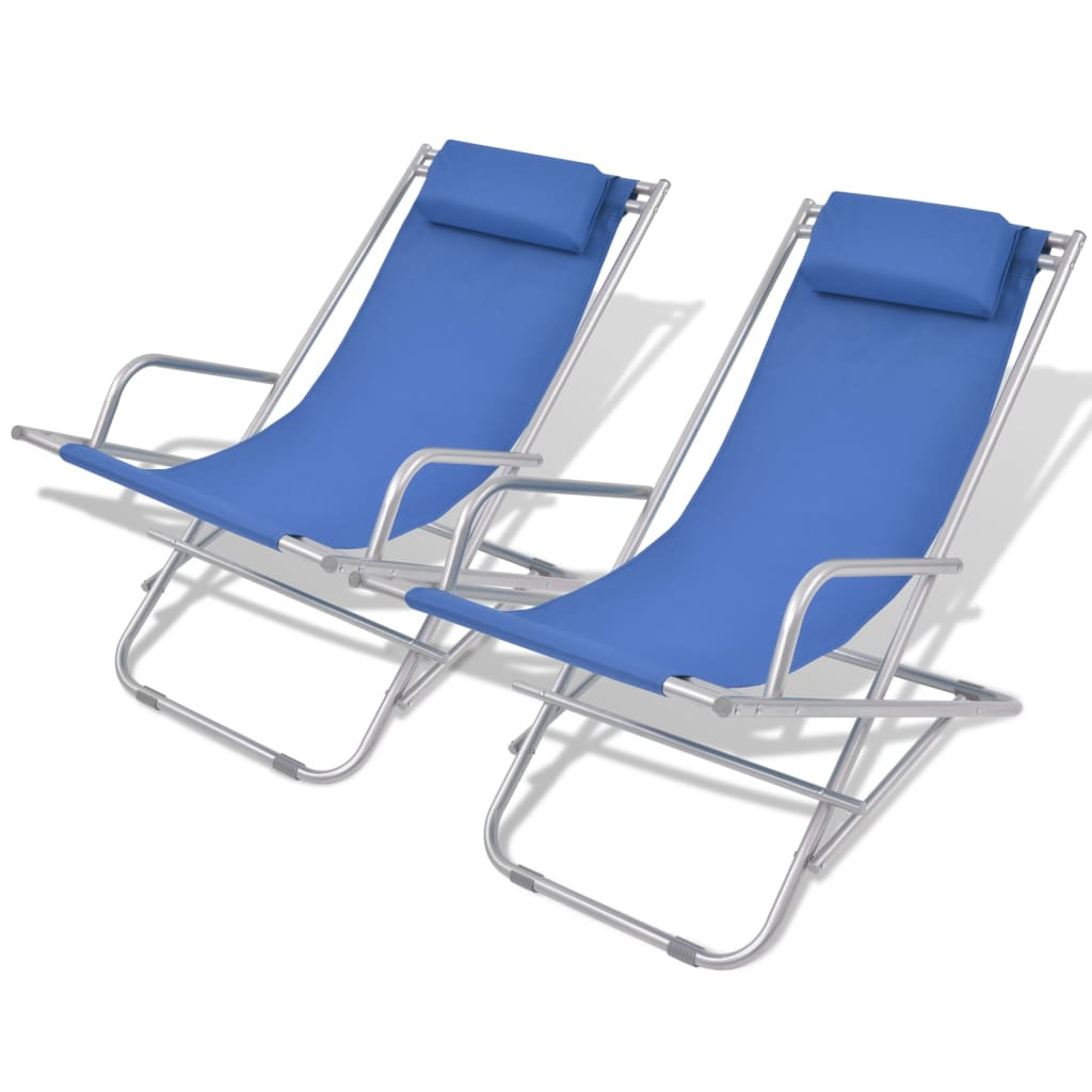 vidaXL Liegestühle 2 Stk. Stahl Blau
