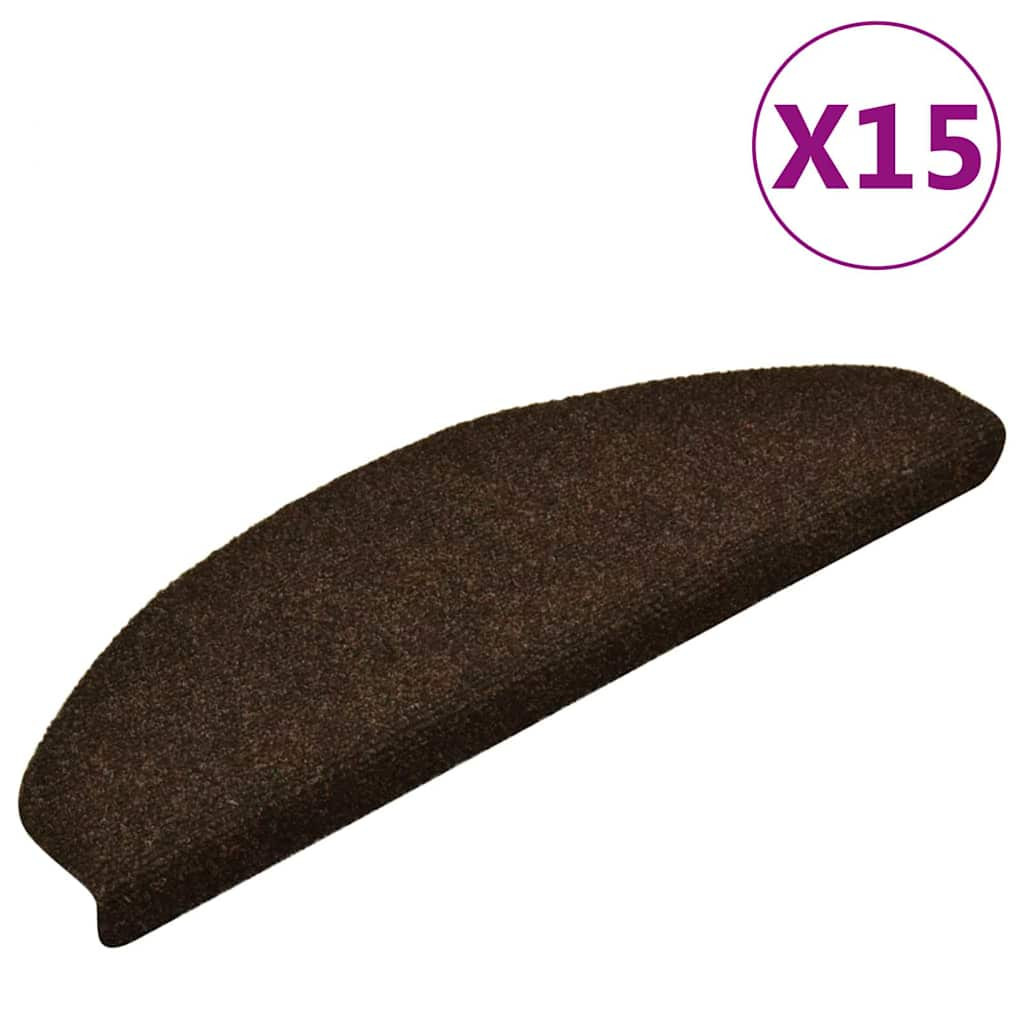 vidaXL Stufenmatten Selbstklebend 15 Stk. 65x21x4 cm Braun Halbrund Groß