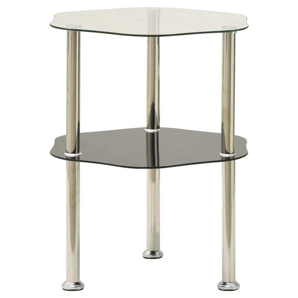 vidaXL Beistelltisch mit 2 Ablagen Transparent 38x38x50 cm Hartglas