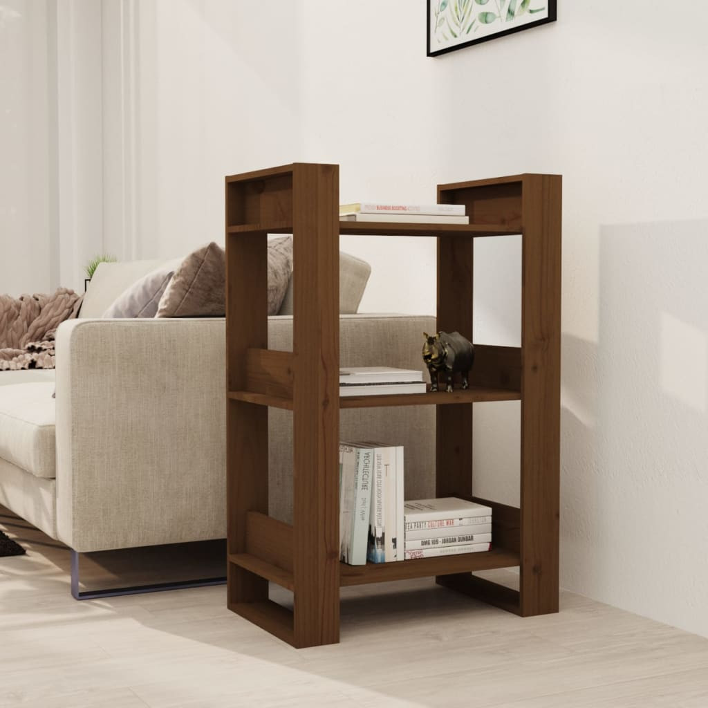 vidaXL Bücherregal/Raumteiler Honigbraun 60x35x91 cm Massivholz