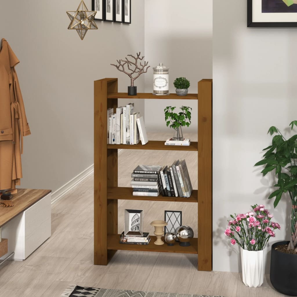 vidaXL Bücherregal/Raumteiler Honigbraun 80x35x125 cm Massivholz
