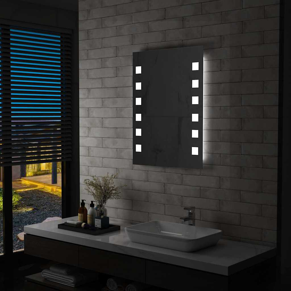 vidaXL Badezimmer-Wandspiegel mit LEDs 60x80 cm