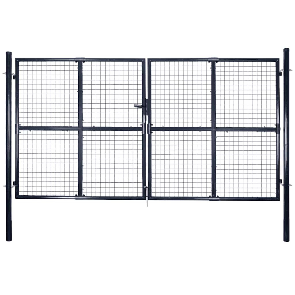 vidaXL Maschen-Gartentor verzinkter Stahl 300 x 200 cm Grau