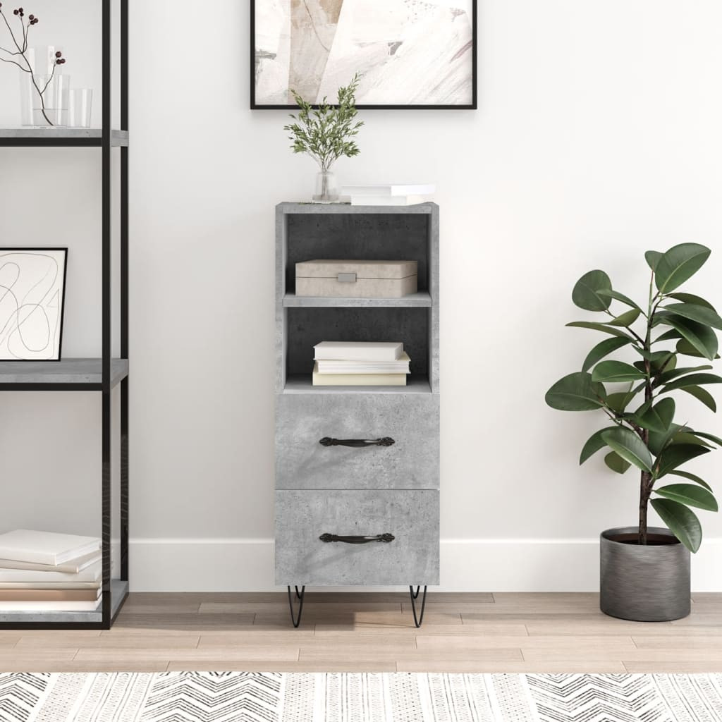 vidaXL Sideboard Betongrau 34,5x34x90 cm Holzwerkstoff