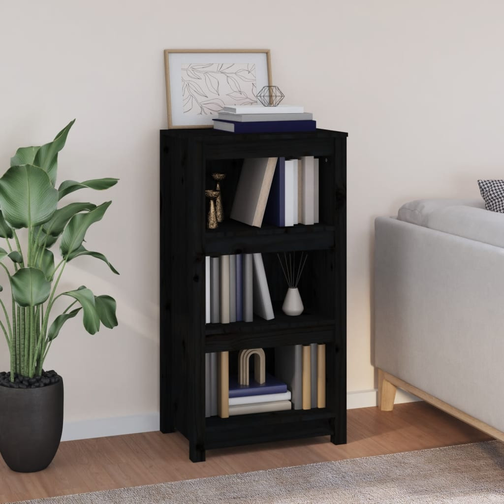 vidaXL Bücherregal Schwarz 50x35x97 cm Massivholz Kiefer
