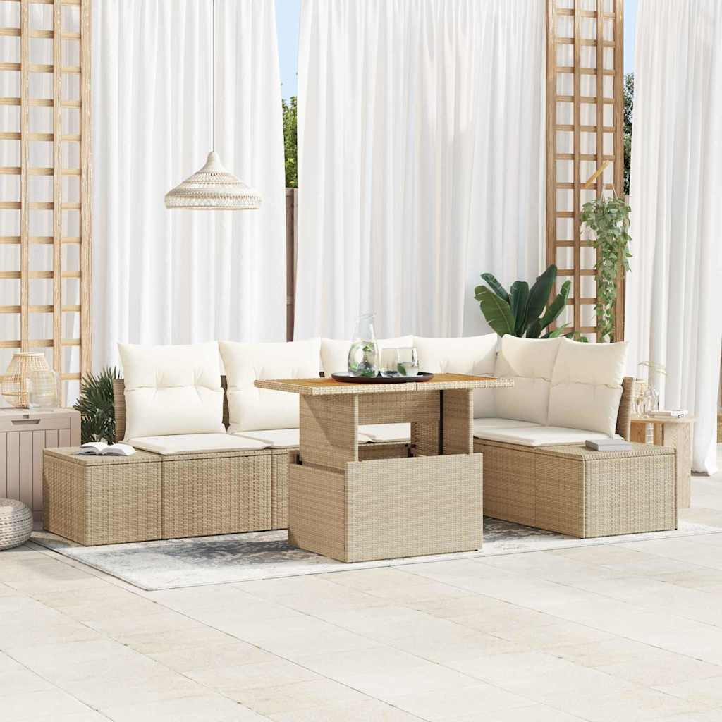 vidaXL Gartensofa-set 6 Stk. Beige Poly-Rattan