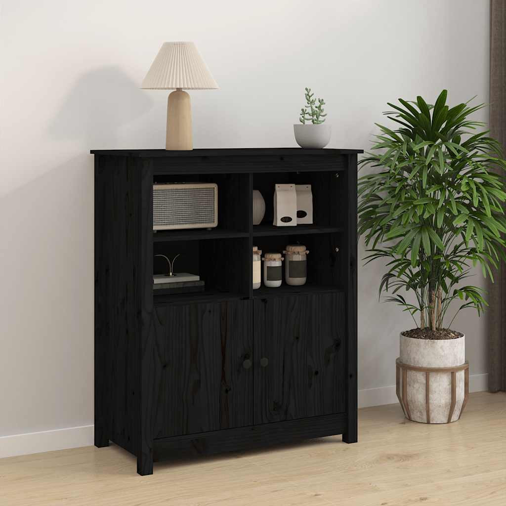 vidaXL Sideboard Schwarz 83x41,5x100 cm Massivholz Kiefer
