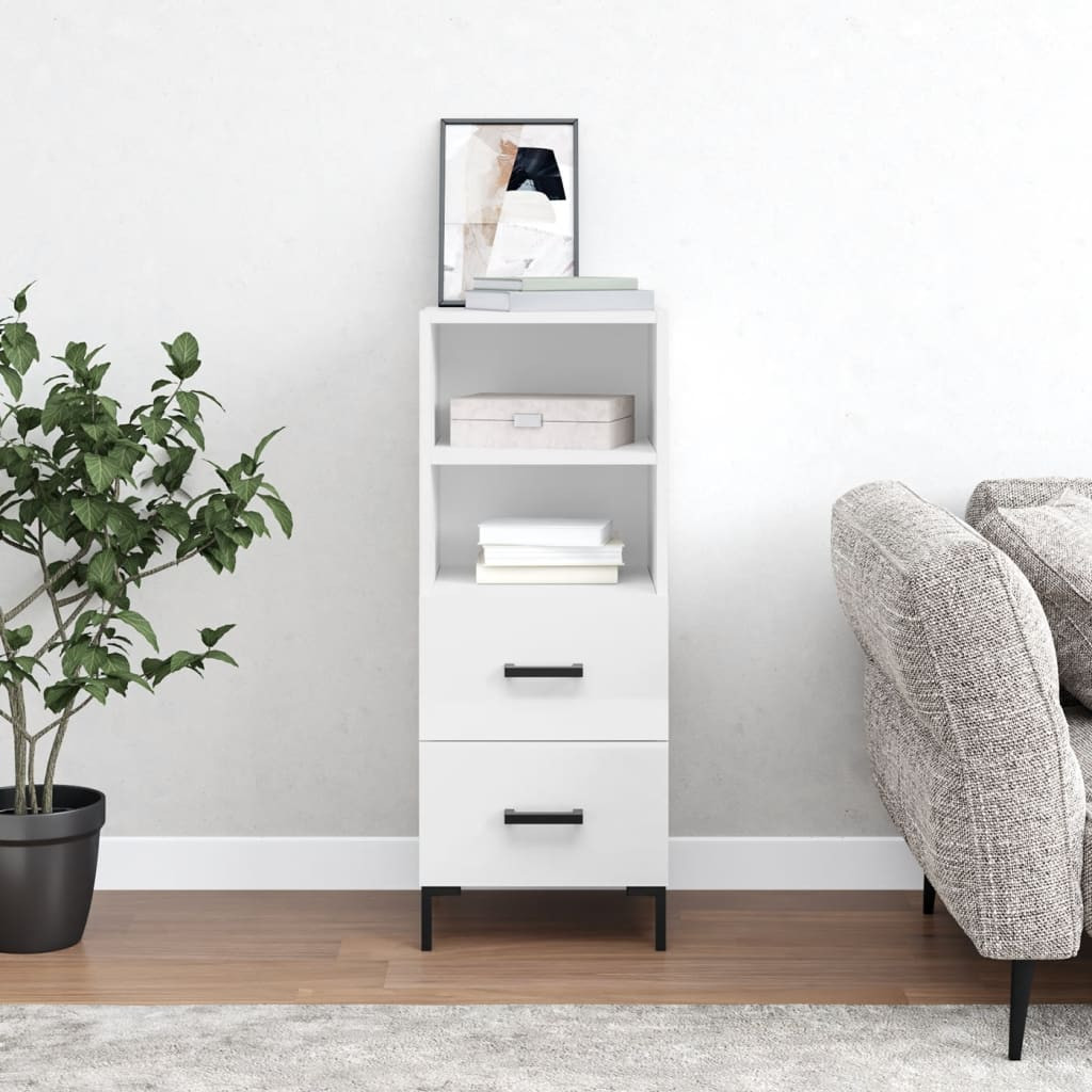vidaXL Sideboard Hochglanz-Weiß 34,5x34x90 cm Holzwerkstoff
