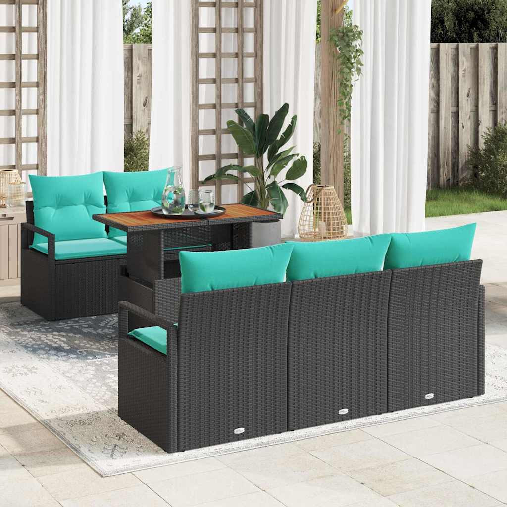 vidaXL Garten-Sofa-Set mit Kissen 6 pcs Schwarz und blau