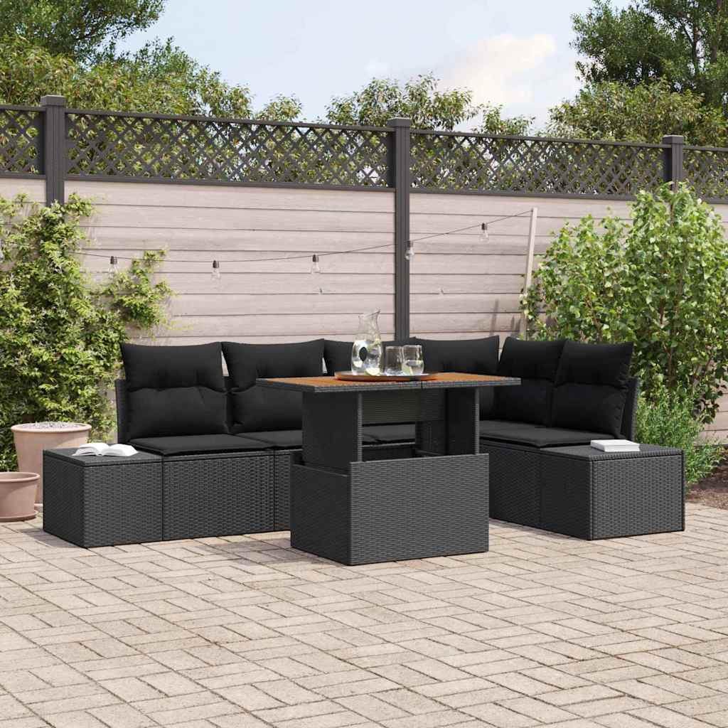 vidaXL Gartensofa-set 6 Stk. Schwarz Poly-Rattan