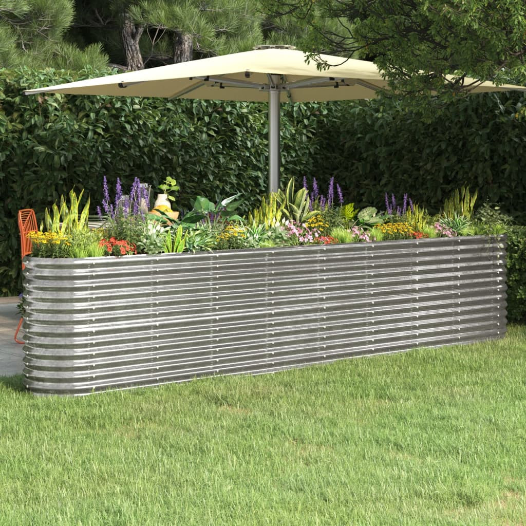 vidaXL Hochbeet Verzinkter Stahl 332x40x68 cm Silbern