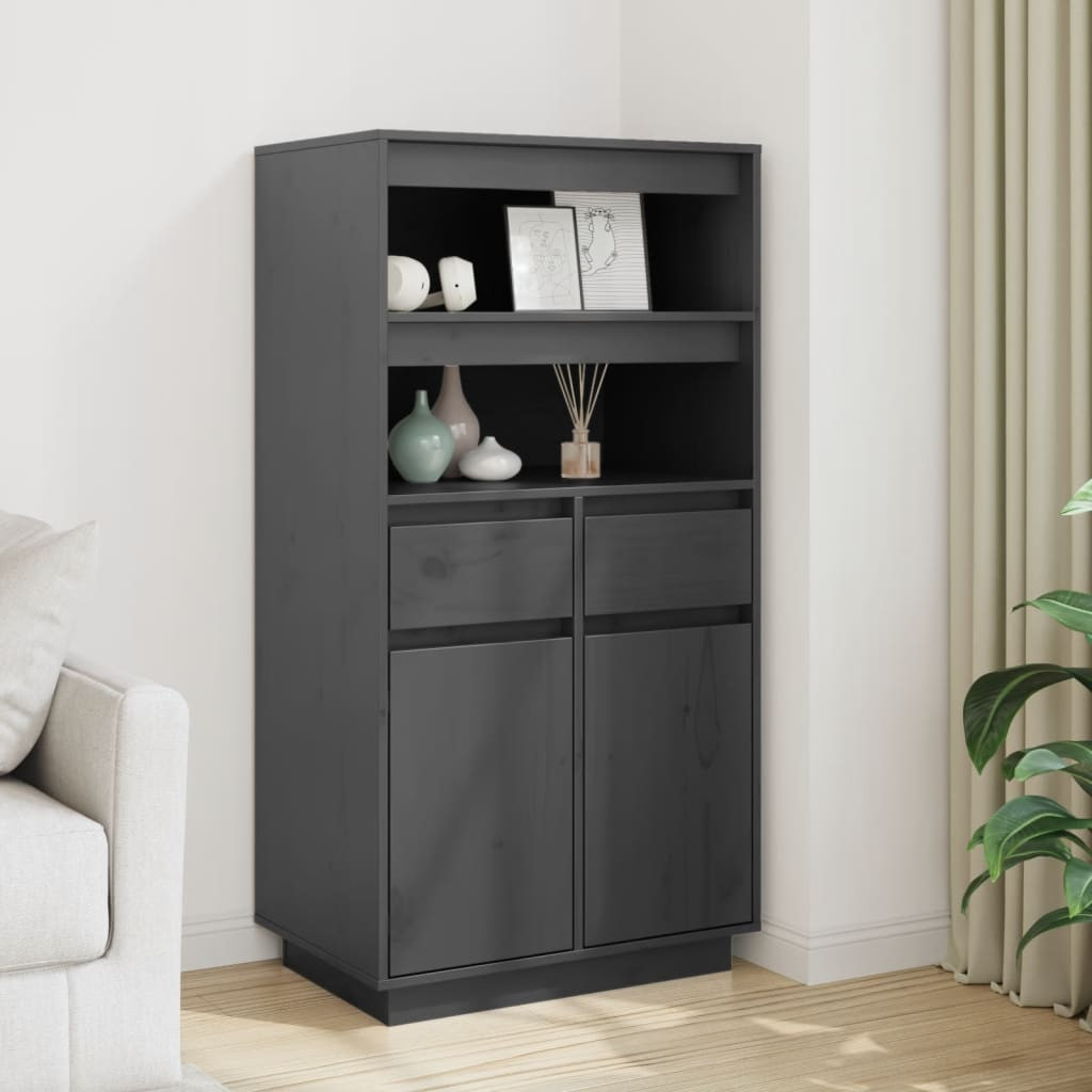 vidaXL Highboard Grau 60x40x116,5 cm Massivholz Kiefer