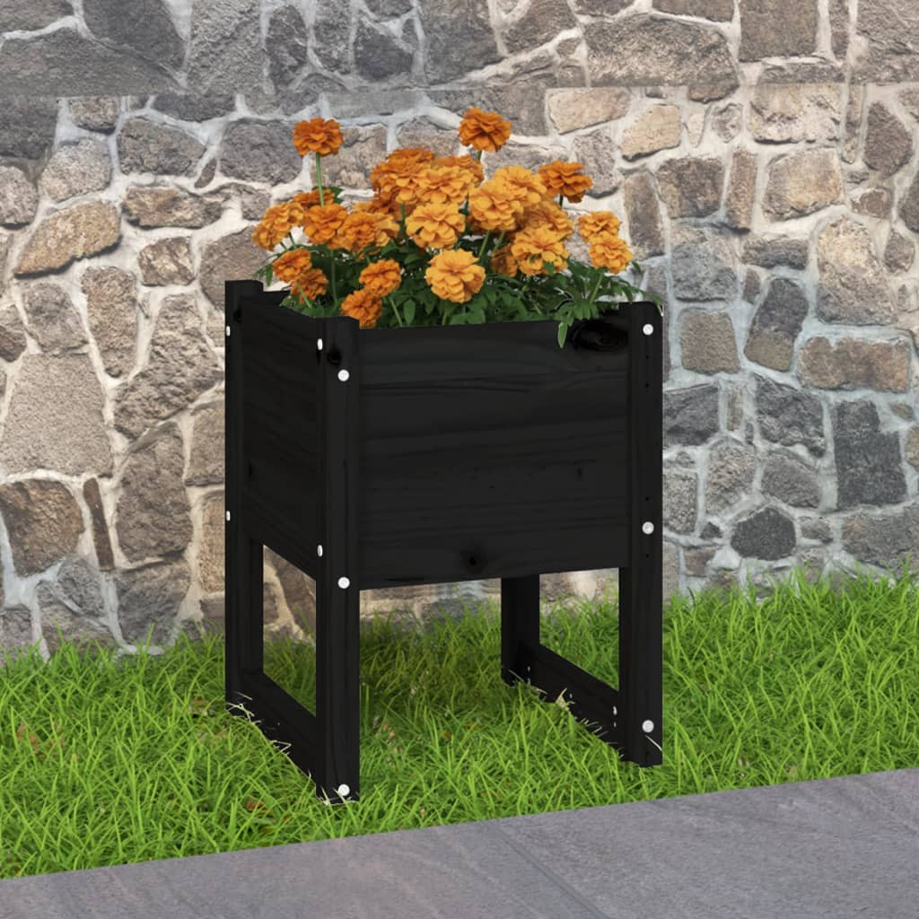 vidaXL Pflanzkübel Schwarz 40x40x52,5 cm Massivholz Kiefer