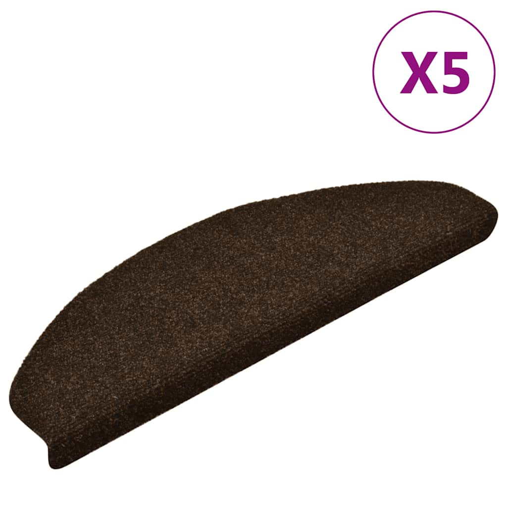 vidaXL Stufenmatten Selbstklebend 5 Stk. 65x21x4 cm Braun Halbrund Groß