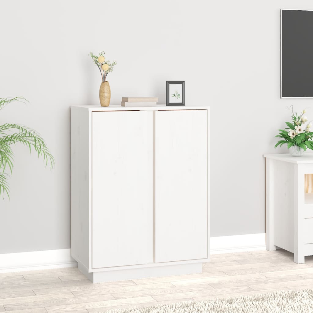 vidaXL Sideboard Weiß 60x35x80 cm Massivholz Kiefer
