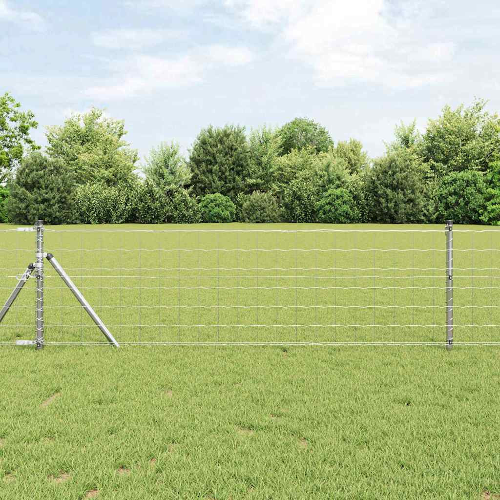 vidaXL Bodenmontierter Euro-Zaun 25 x 0,6 m Verzinkter Stahl Silber
