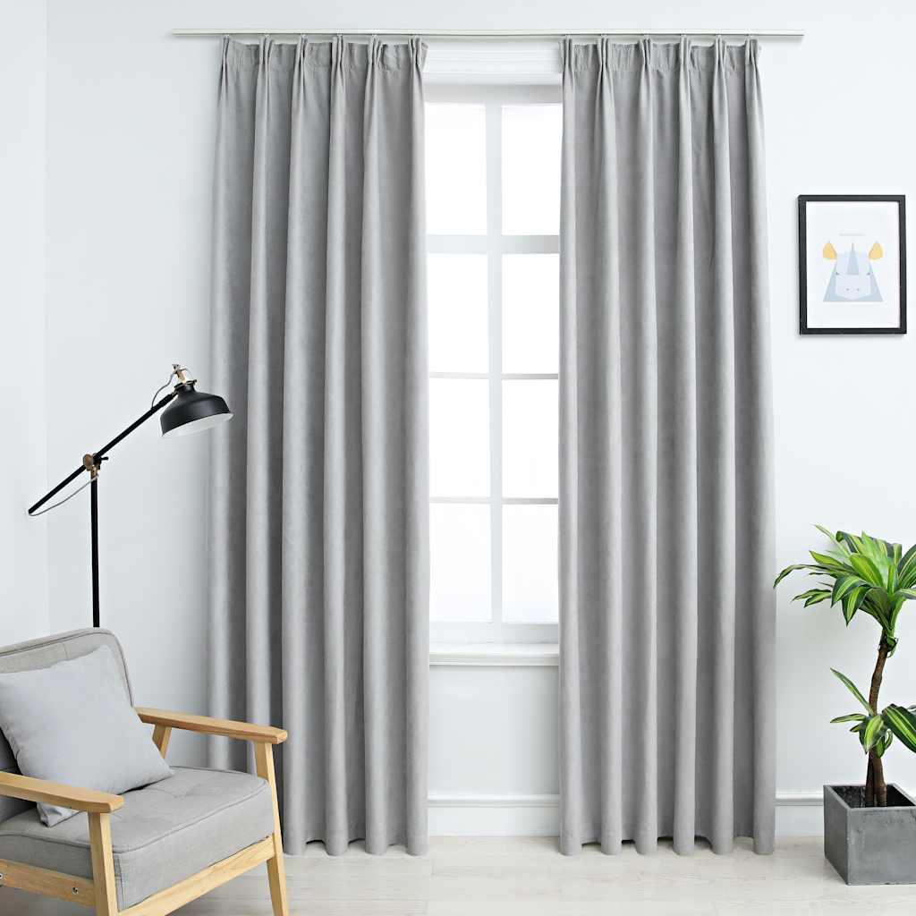 vidaXL Verdunkelungsvorhänge mit Haken 2 Stk. Grau 140x175 cm
