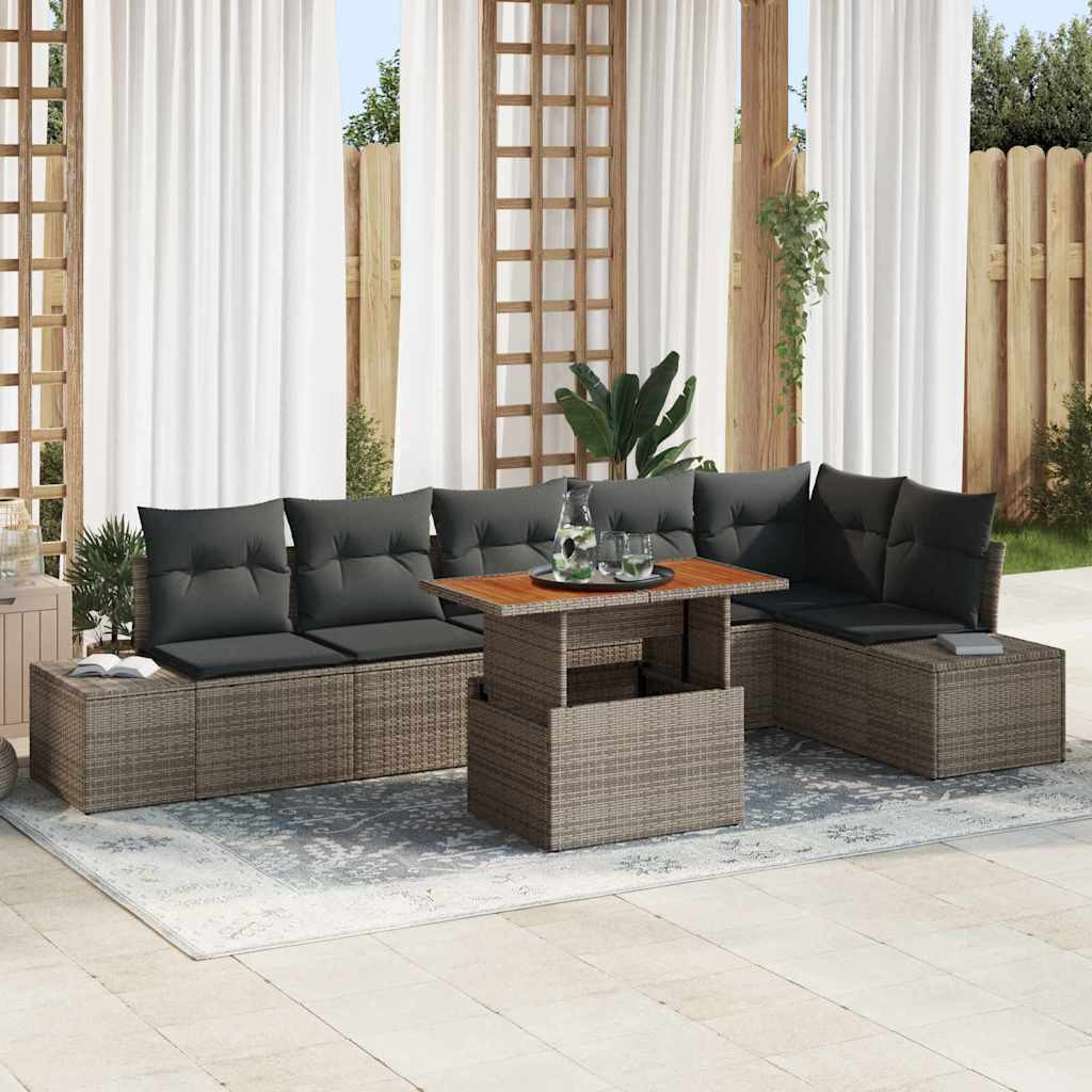 vidaXL Gartensofa-set 7 Stk. Grau und Braun