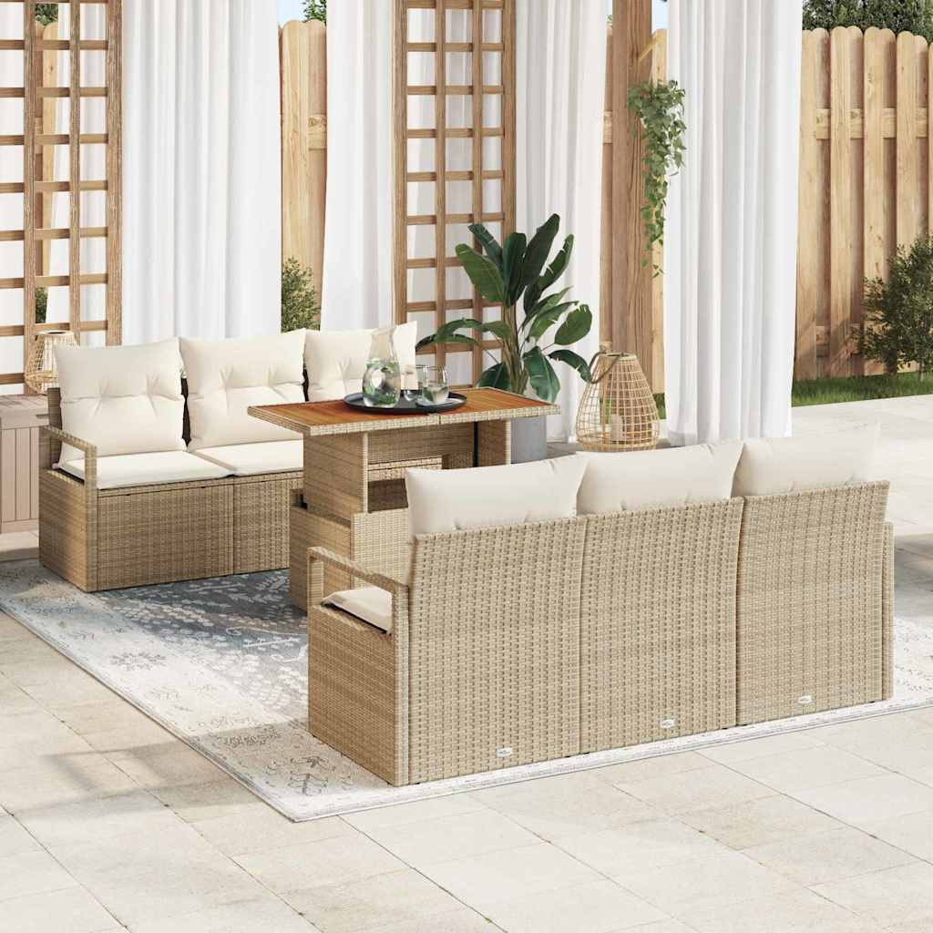 vidaXL Garten-Sofa-Set mit Kissen 7 pcs Beige und Creme