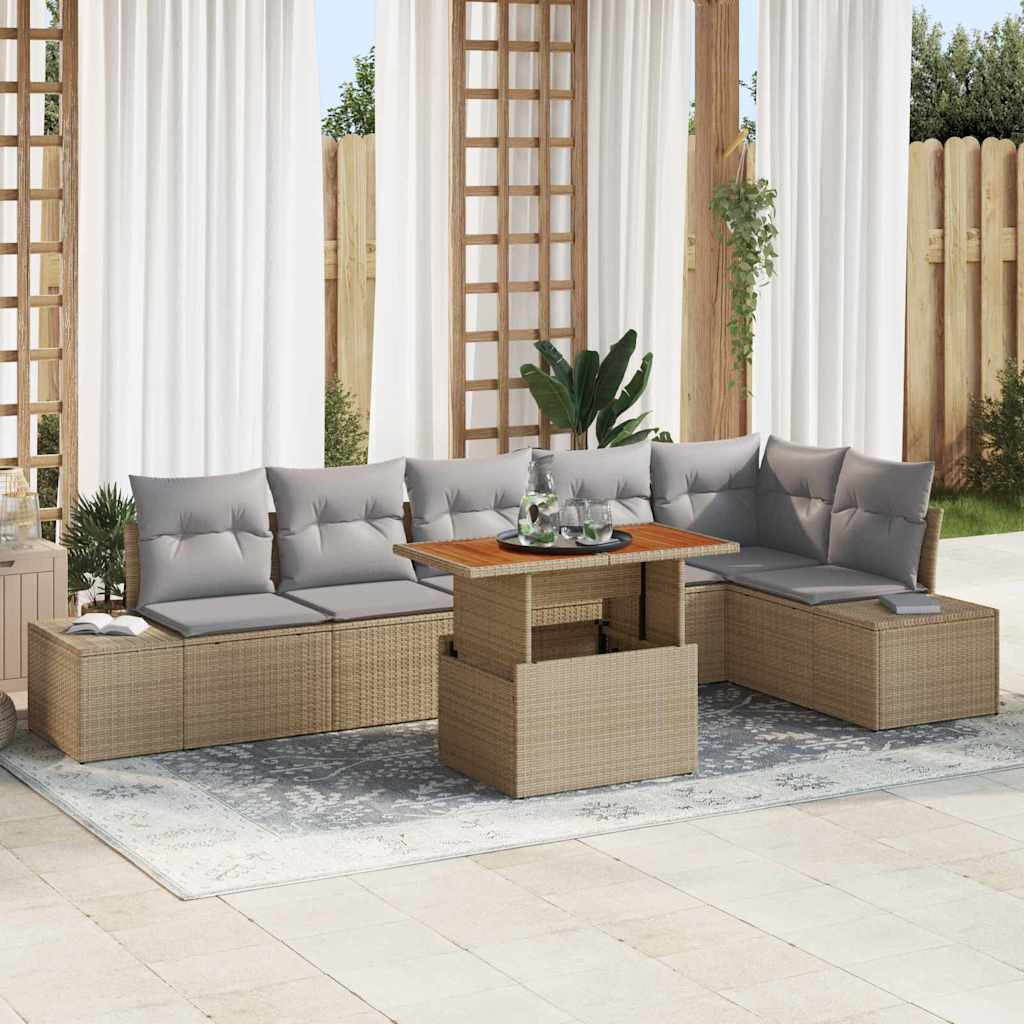 vidaXL Gartensofa-set 7 Stk. Beige und Grau
