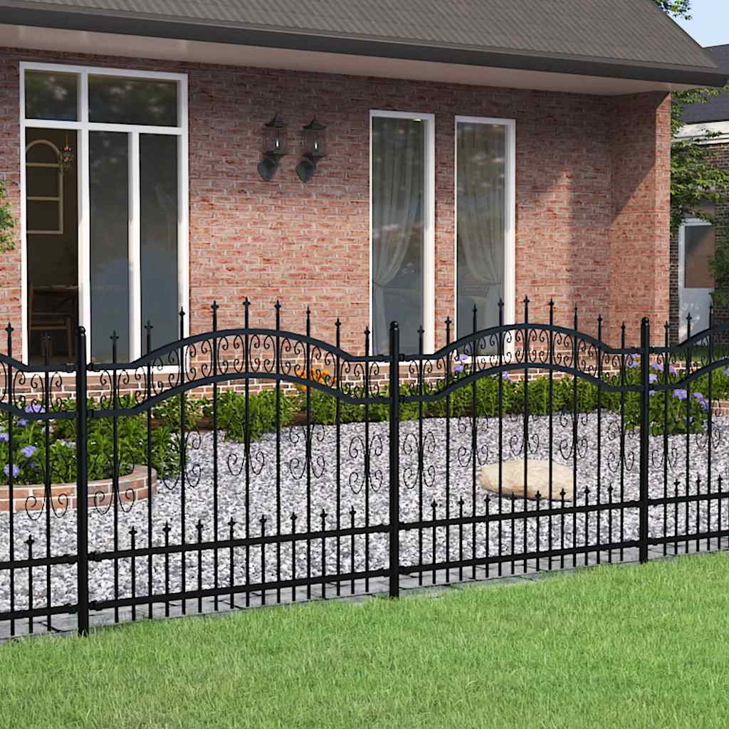 vidaXL Gartenzaun mit Speerspitze Schwarz 240 x 100 cm Pulverbeschichteter Stahl