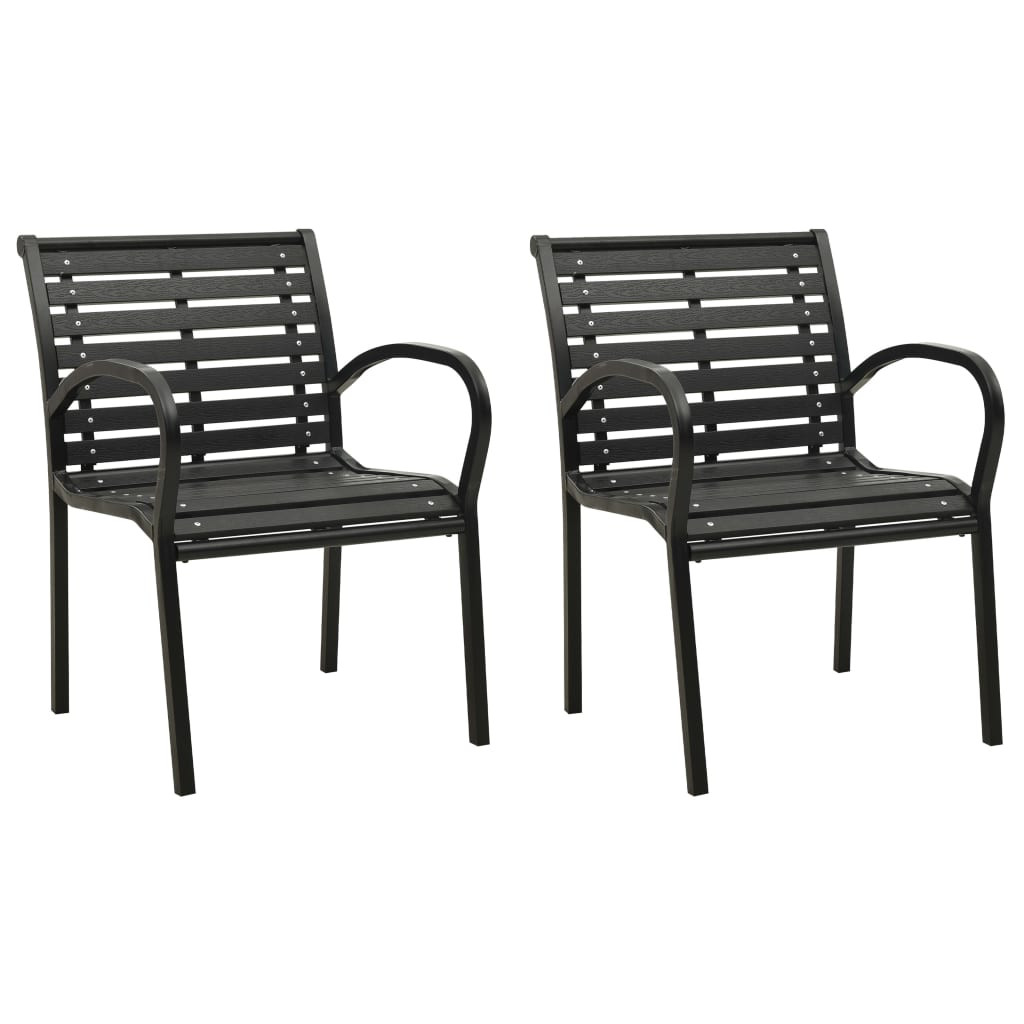 vidaXL Gartenstühle 2 Stk. Stahl und WPC Schwarz