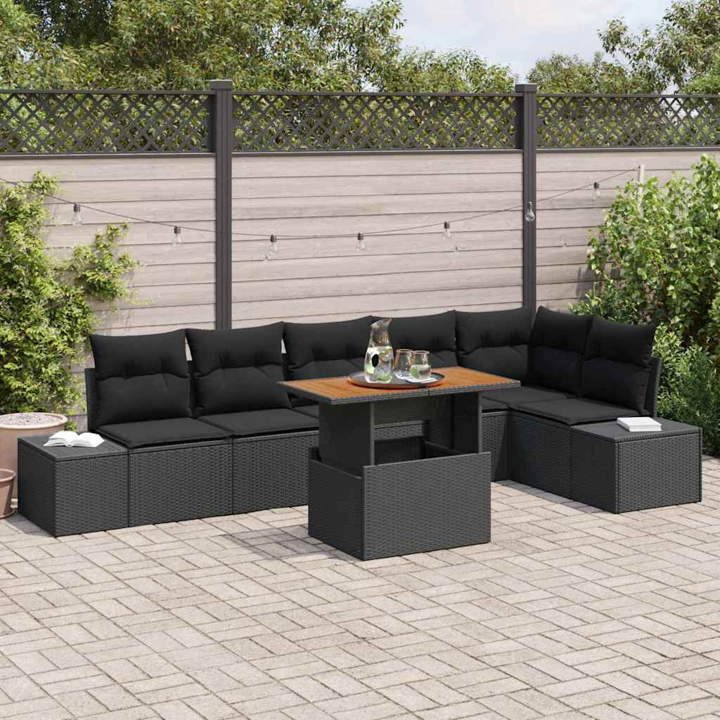 vidaXL Gartensofa-set 7 Stk. Schwarz und Braun