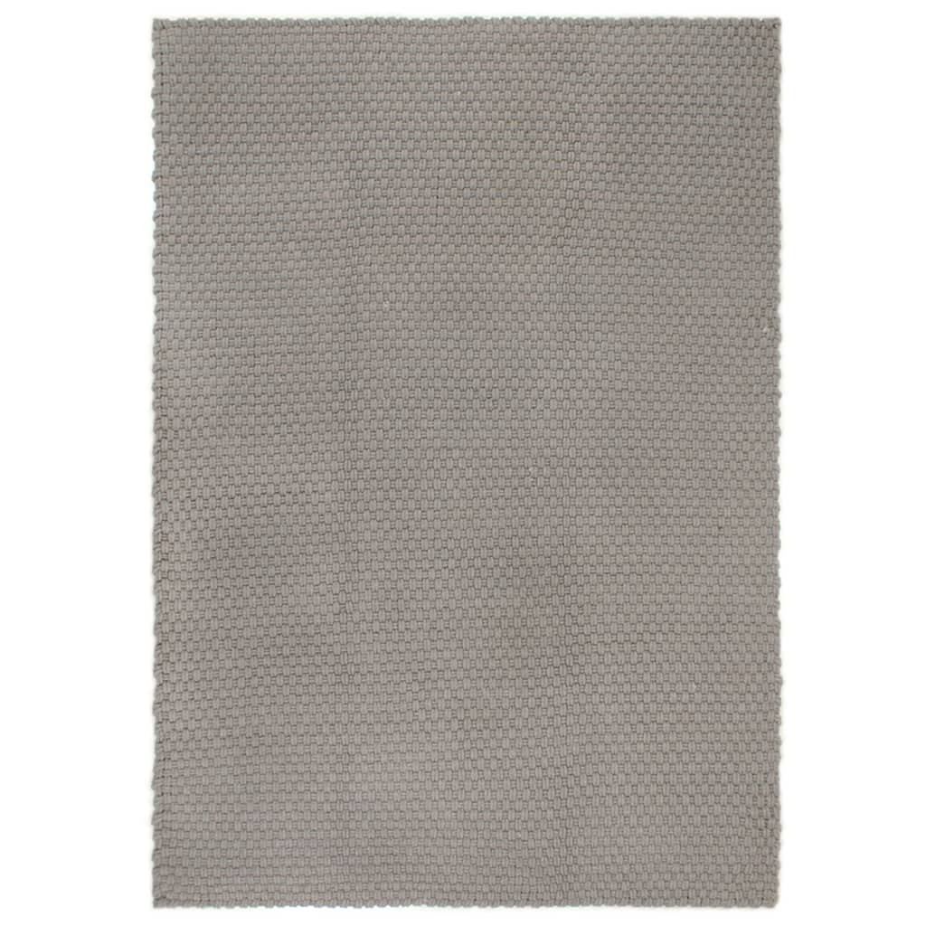 vidaXL Teppich Rechteckig Grau 180x250 cm Baumwolle