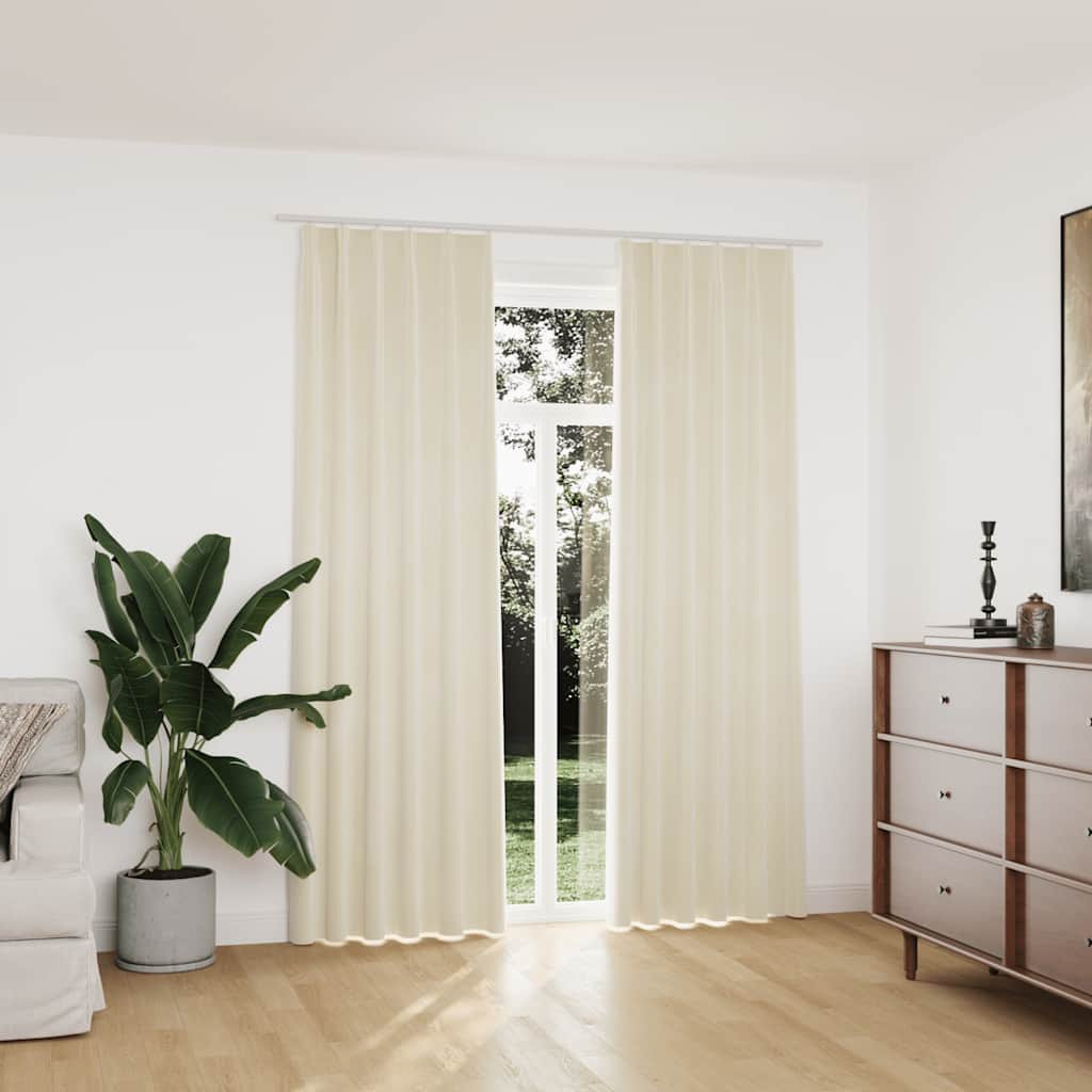 vidaXL Verdunkelungsvorhänge mit Haken 2 Stk. Samt Creme 140x225cm