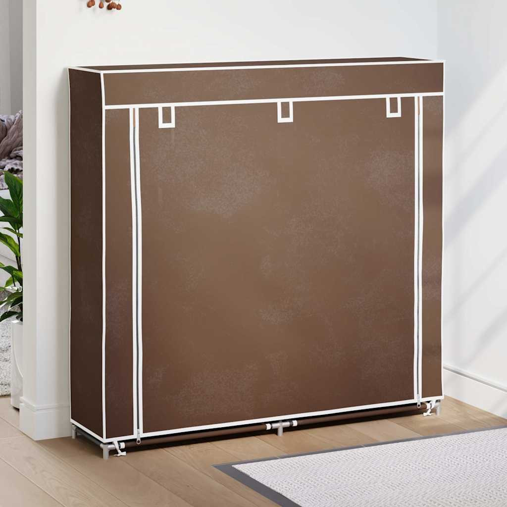 vidaXL Stoff Schuhschrank mit Abdeckung 115 x 28 x 110 cm Braun