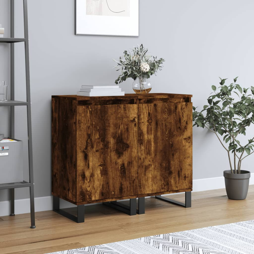 vidaXL Sideboards 2 Stk. Räuchereiche 40x35x70 cm Holzwerkstoff