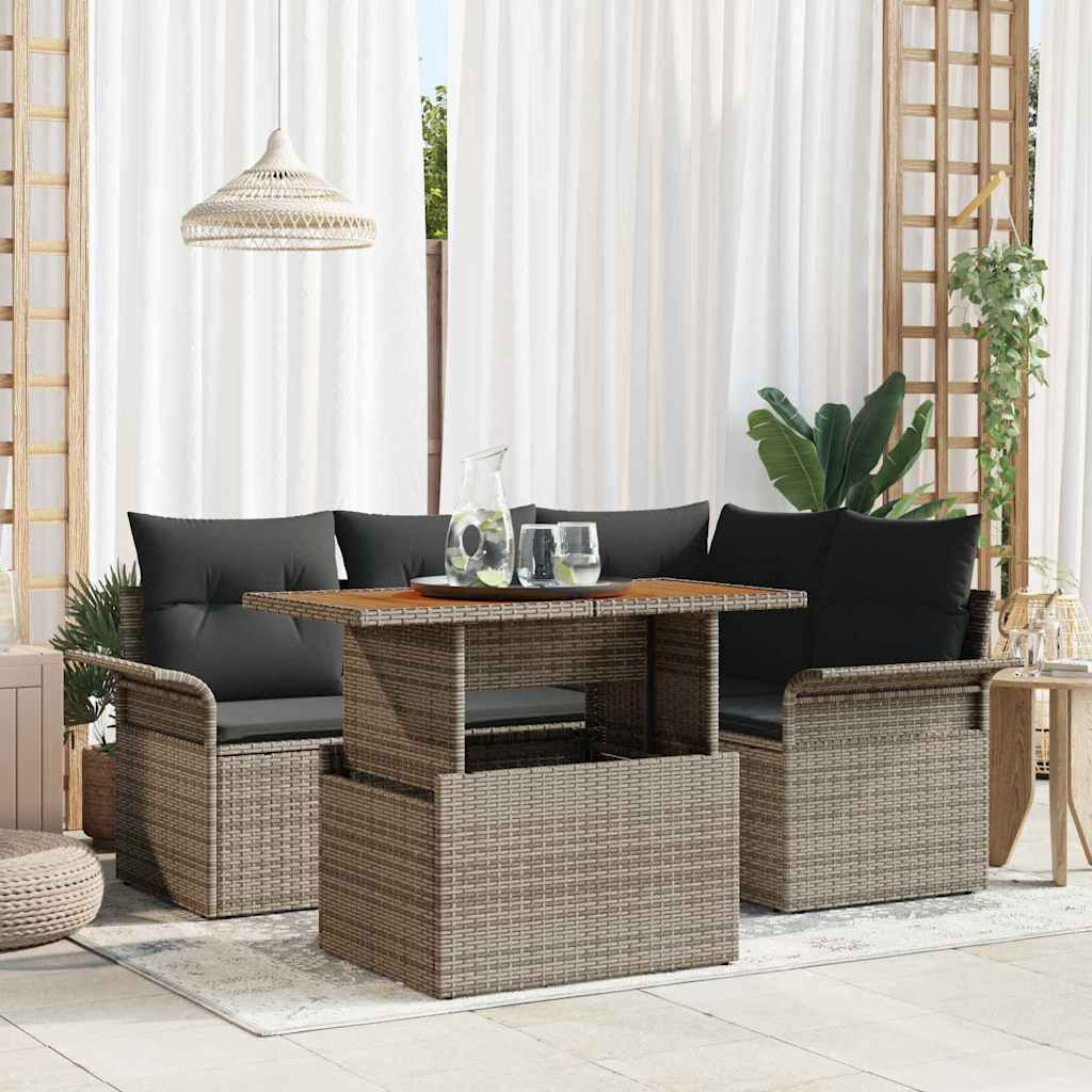 vidaXL Garten-Sofa-Set mit Kissen 5 pcs Grau