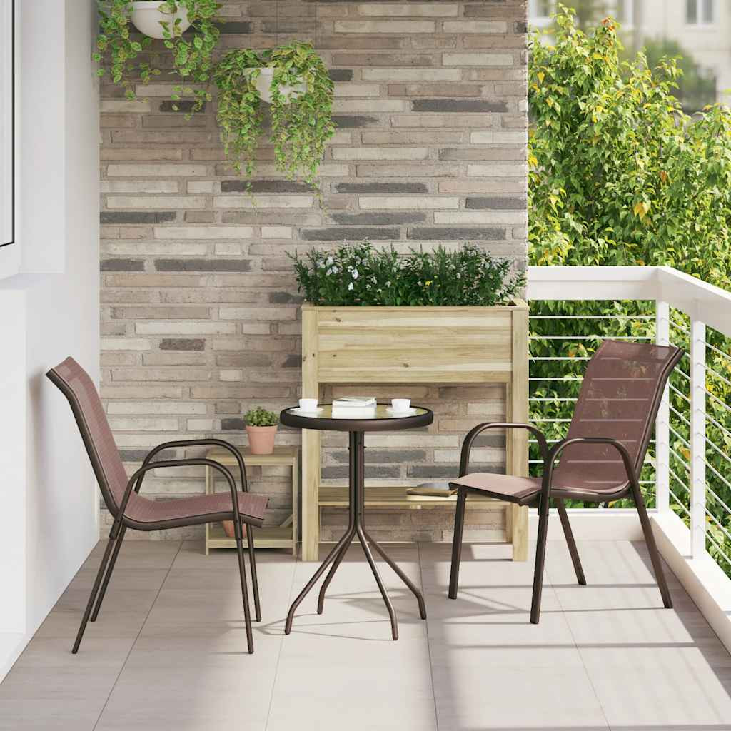 vidaXL Stapelbare Gartenstühle 2 Stk. Braun Textilene