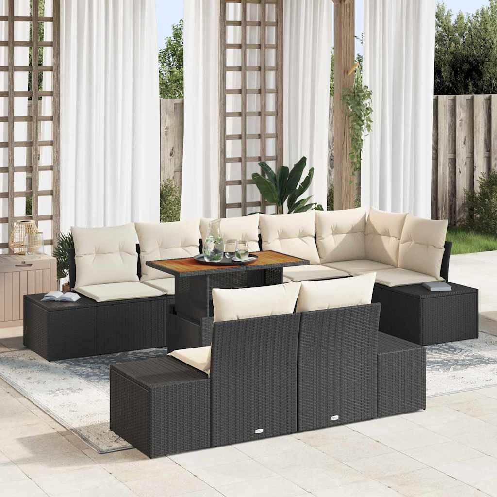 vidaXL Gartensofa-set 9 Stk. Schwarz Poly-Rattan