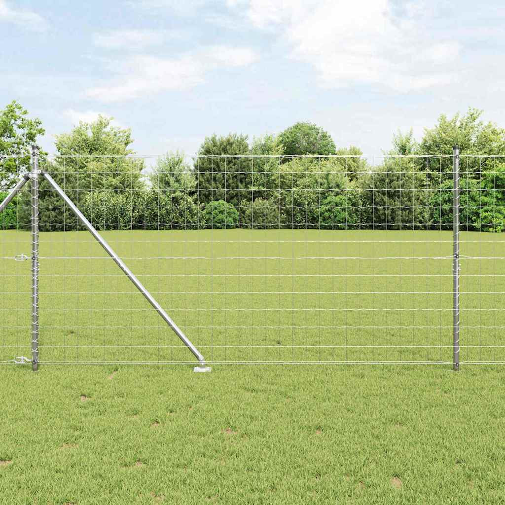 vidaXL Euro-Zaun mit Stacheln 25 x 1,2 m Verzinkter Stahl Silber Netz