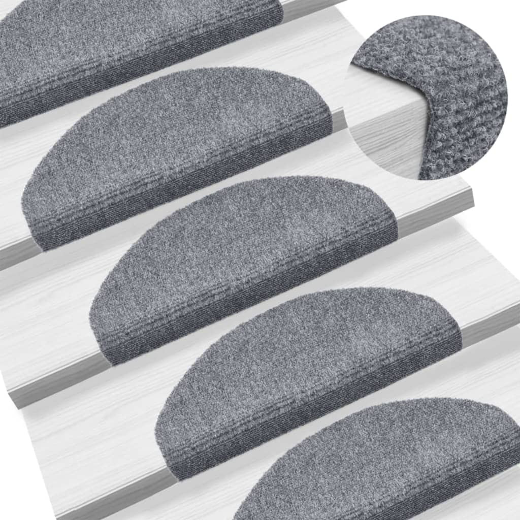 vidaXL Stufenmatten Selbstklebend 5 Stk. 65x21x4 cm Hellgrau Halbrund Groß
