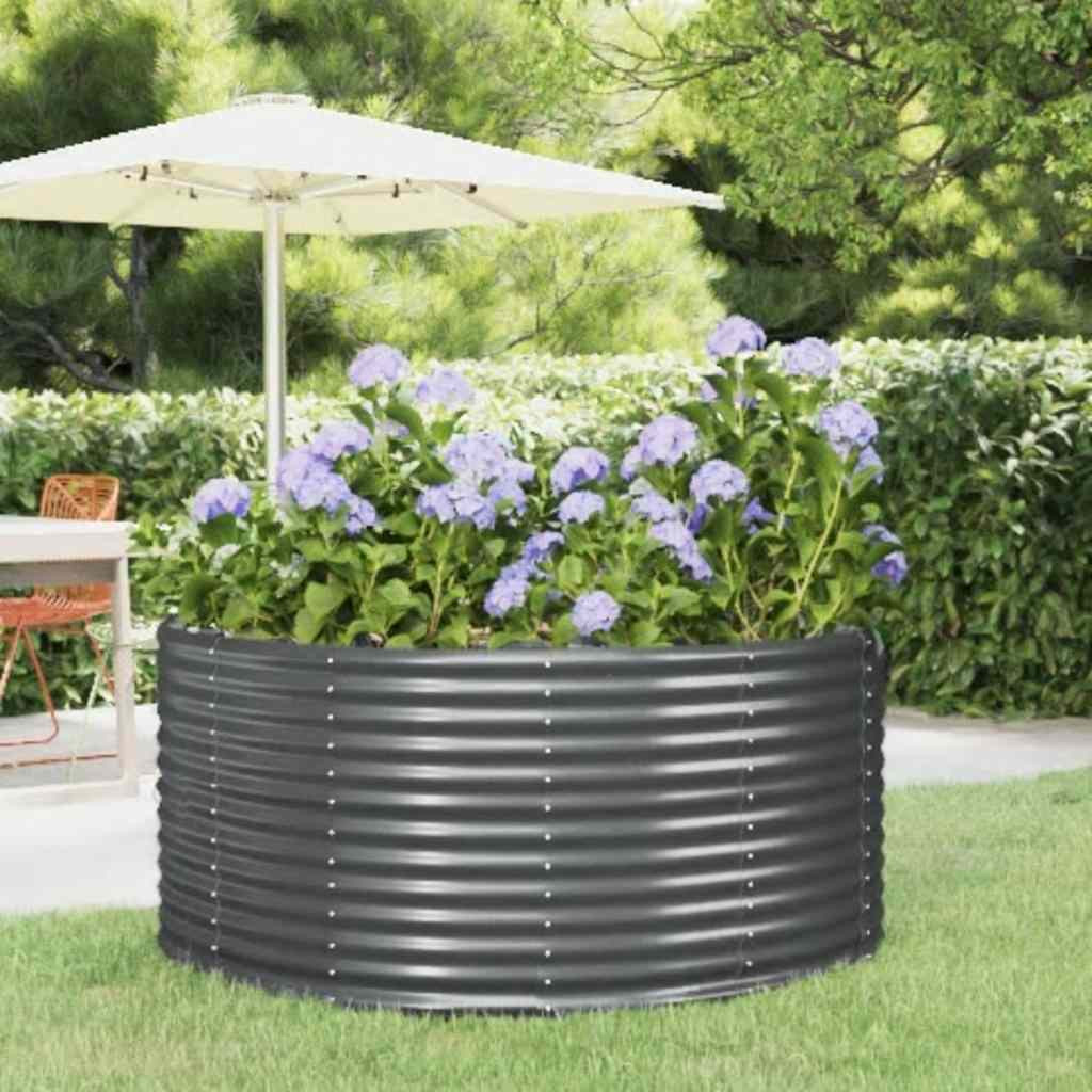 vidaXL Hochbeet Anthrazit 140x140x68 cm Verzinkter Stahl