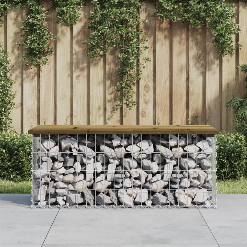 vidaXL Gartenbank aus Gabionen 103x44x42 cm Kiefernholz Imprägniert