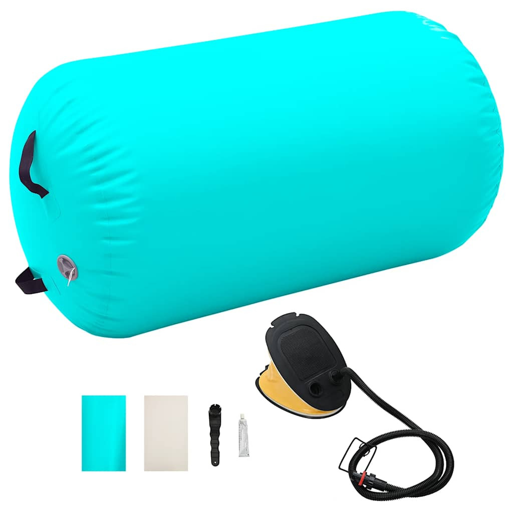 vidaXL Aufblasbare Gymnastik-Rolle mit Pumpe 100x60 cm PVC Grün
