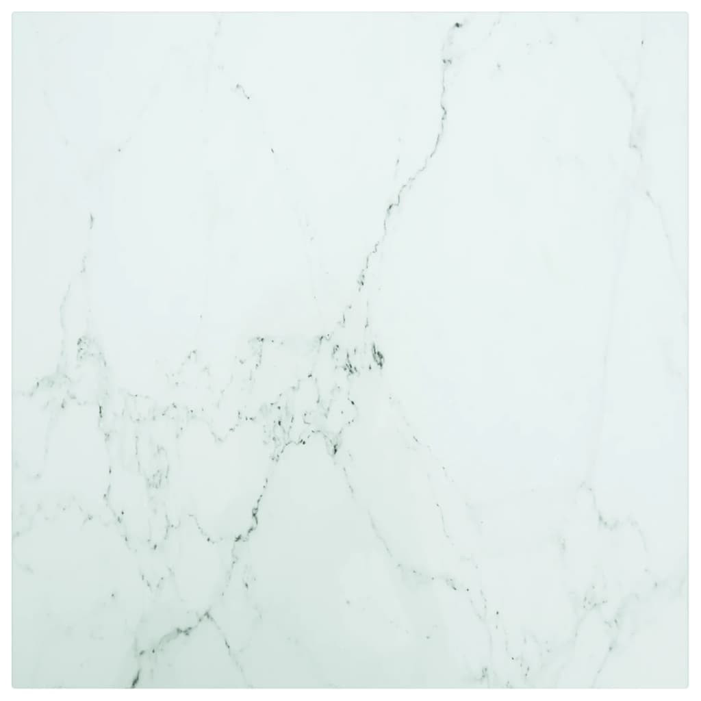 vidaXL Tischplatte Weiß 50x50 cm 6 mm Hartglas in Marmoroptik