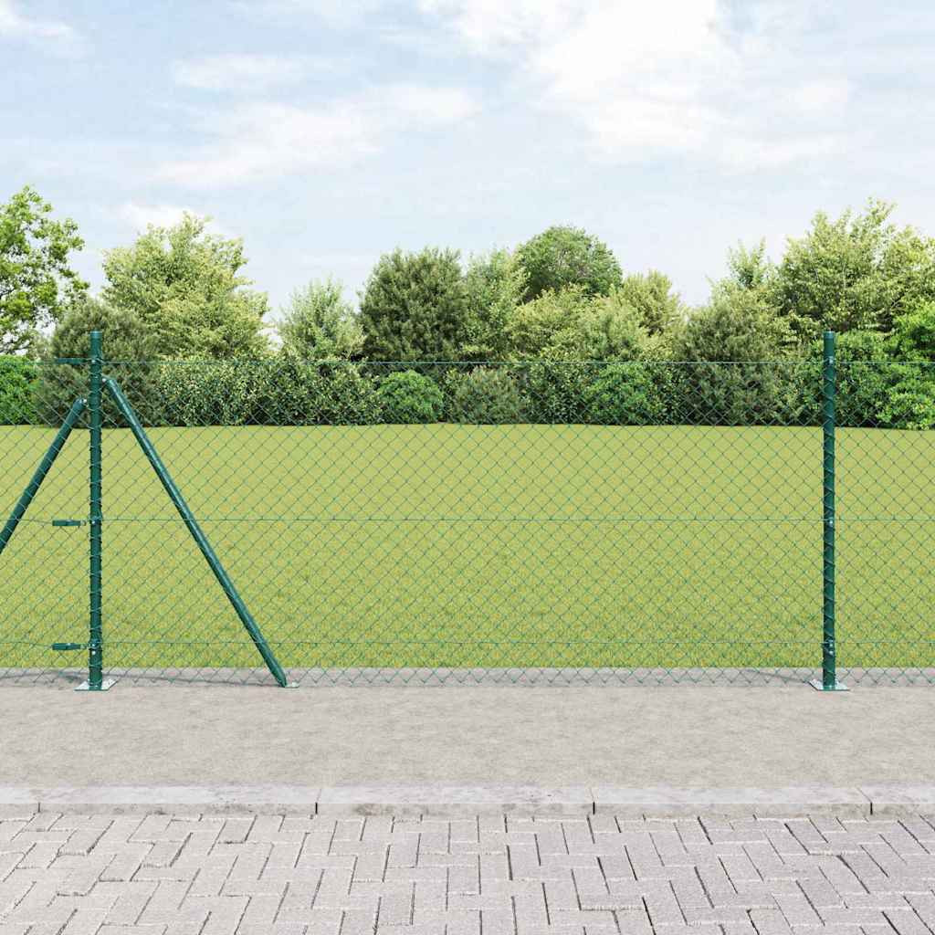 vidaXL Maschendrahtzaun mit Betonsockel 1 x 25 m Grün Netz