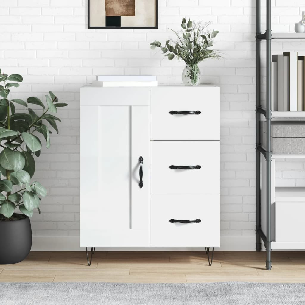 vidaXL Sideboard Hochglanz-Weiß 69,5x34x90 cm Holzwerkstoff