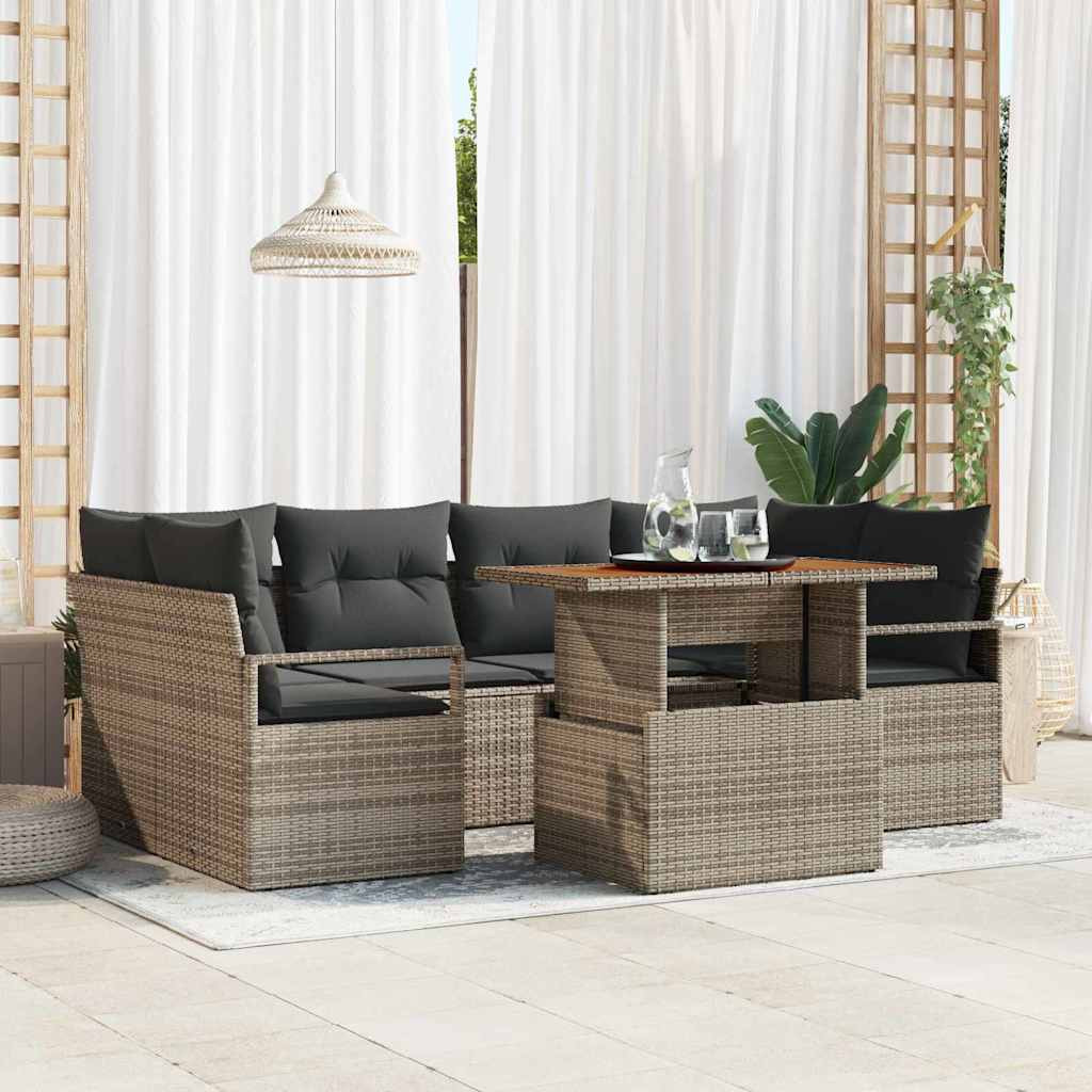 vidaXL Garten-Sofa-Set mit Kissen 7 pcs Grau