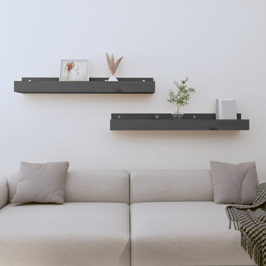 vidaXL Wandregale 2 Stk. Grau 80x12x9 cm Massivholz Kiefer