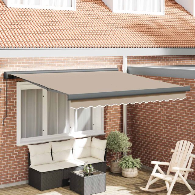 vidaXL Ausziehbare Markise Beige 350 x 250 cm Leinen und Aluminium