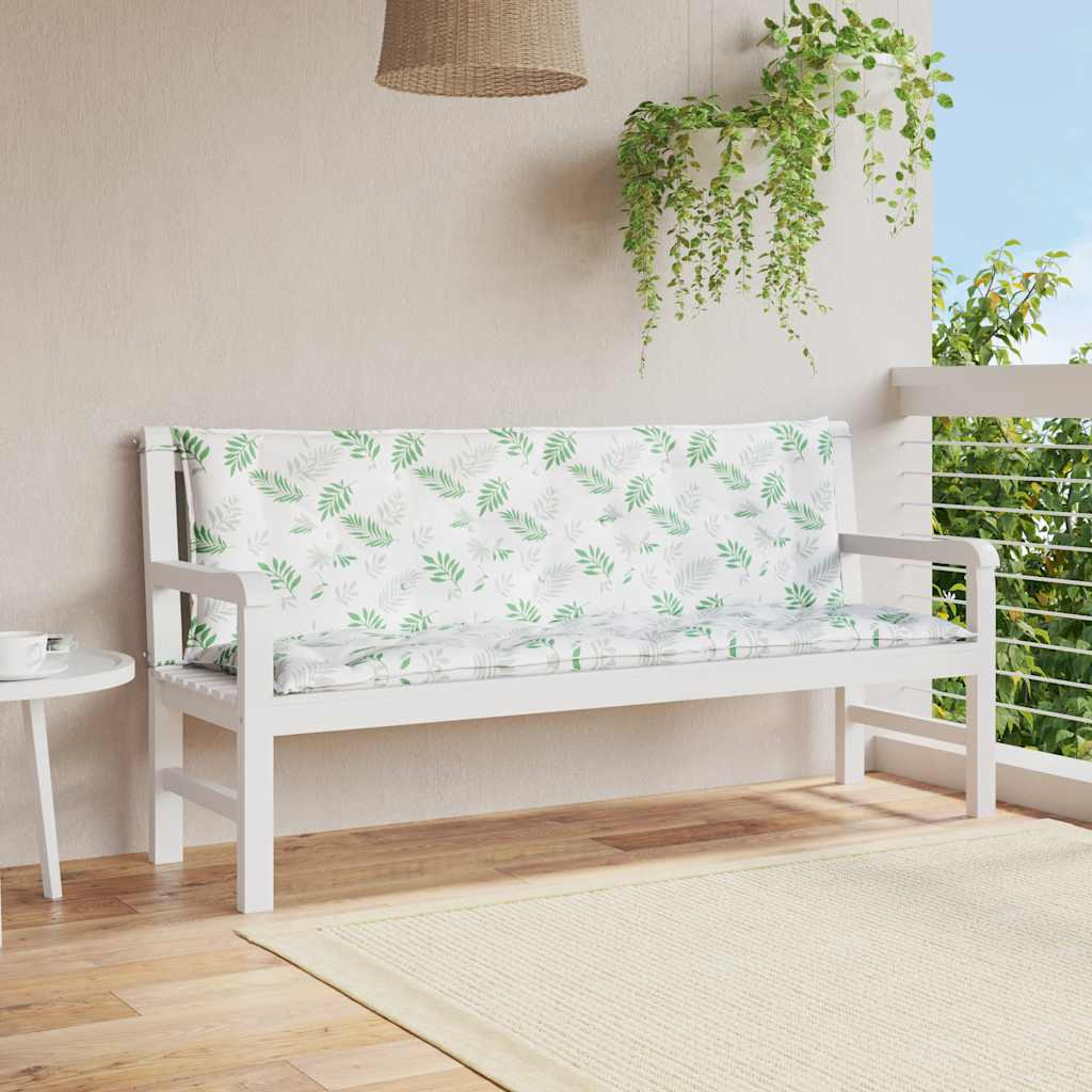 vidaXL Gartenbank-Auflagen 2 Stk. Blattmuster 150x50x7 cm Stoff